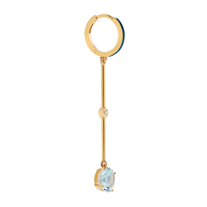 Blue Enamel Blue Topaz Long Hoops - Eye M Neon Rocks - Ileana Makri store