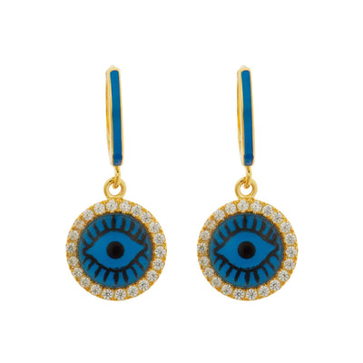 Blue Eye Crystal Hoops - Eye M Eyes - Ileana Makri store