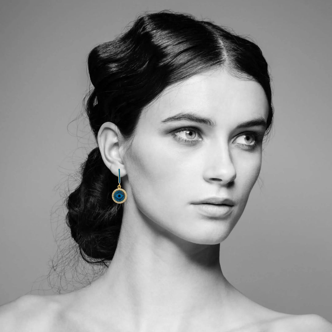 Blue Eye Crystal Hoops - Eye M Eyes - Ileana Makri store