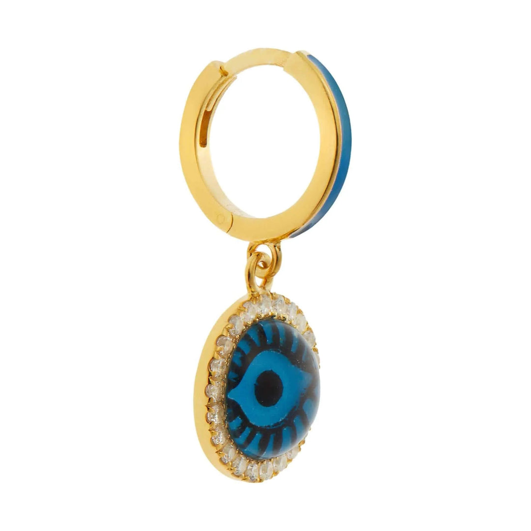 Blue Eye Crystal Hoops - Eye M Eyes - Ileana Makri