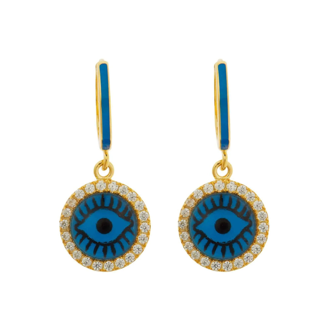 Blue Eye Crystal Hoops - Eye M Eyes - Ileana Makri