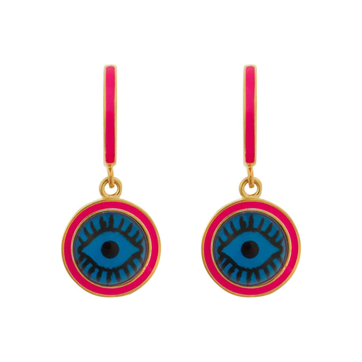 Blue Eye Enamel Hoops - Eye M Eyes - Ileana Makri store