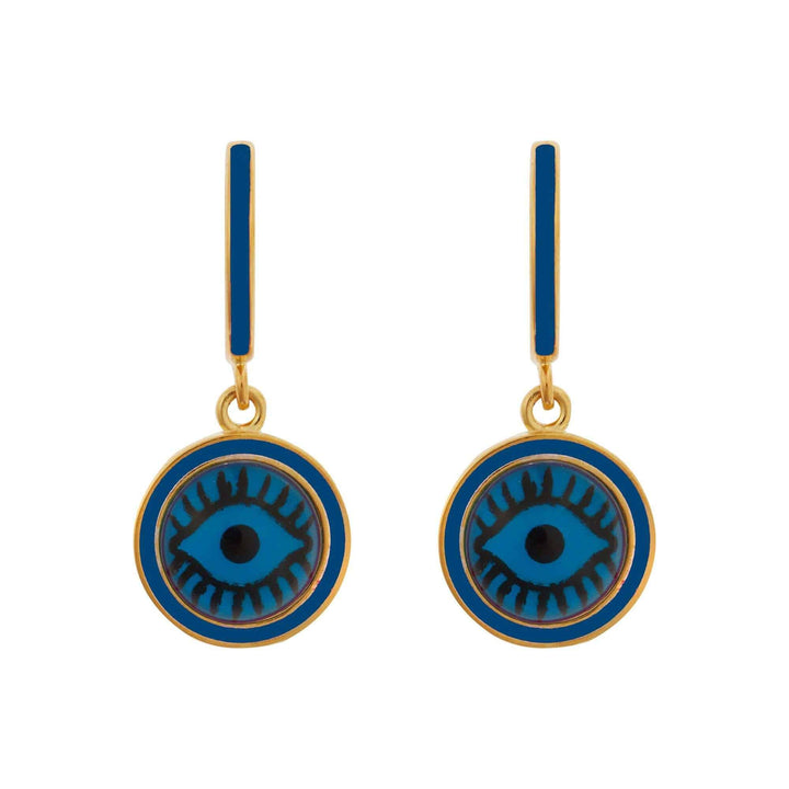 Blue Eye Enamel Hoops - Eye M Eyes - Ileana Makri store