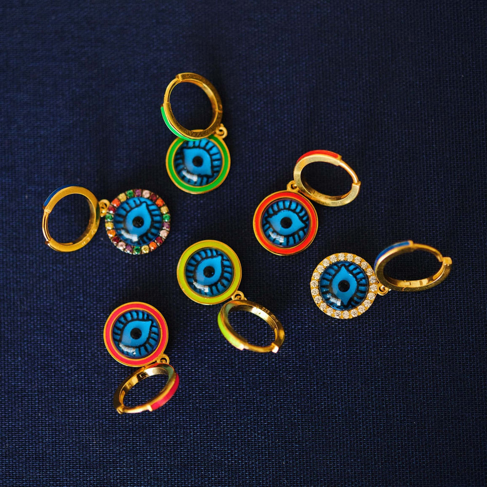 Blue Eye Enamel Hoops - Eye M Eyes - Ileana Makri store