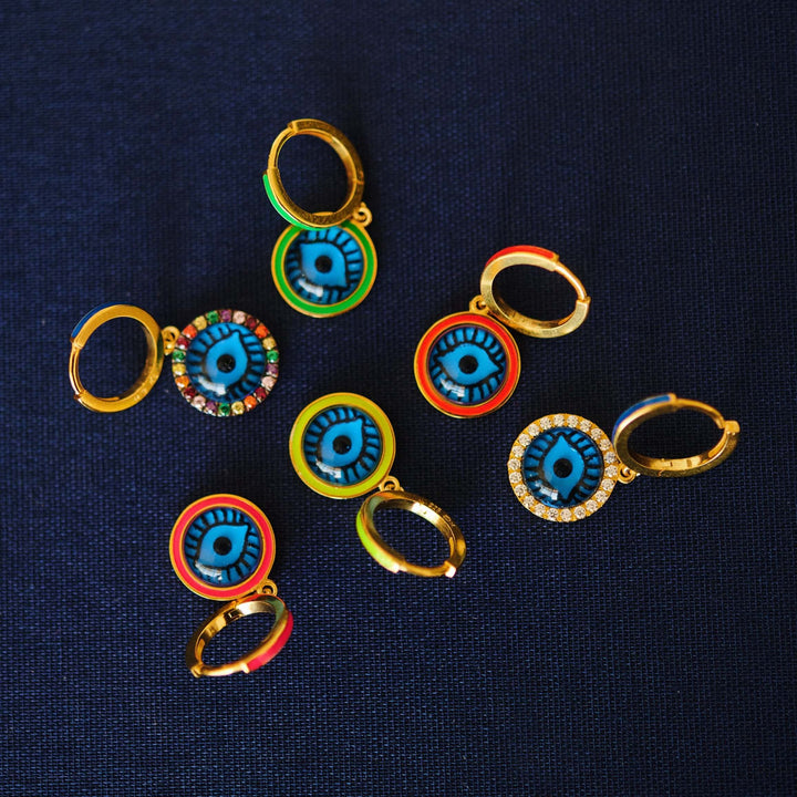 Blue Eye Enamel Hoops - Eye M Eyes - Ileana Makri store
