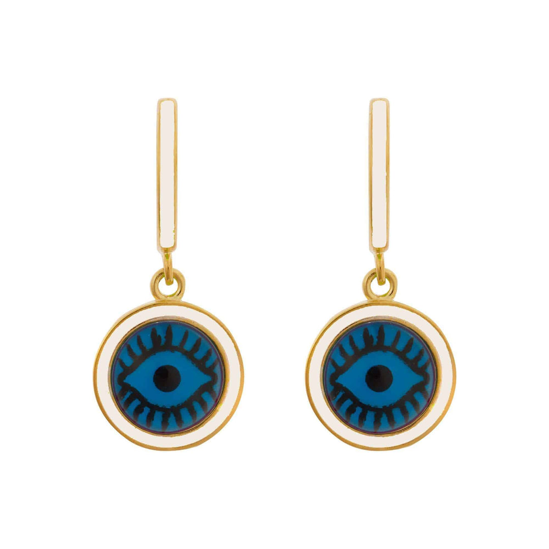 Blue Eye Enamel Hoops - Eye M Eyes - Ileana Makri store