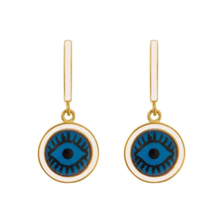 Blue Eye Enamel Hoops - Eye M Eyes - Ileana Makri store