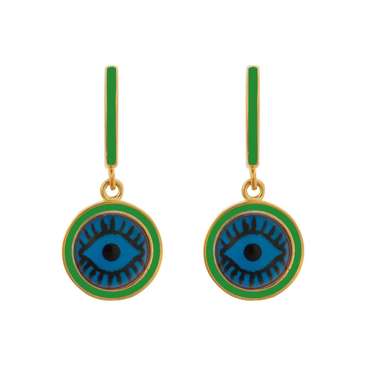 Blue Eye Enamel Hoops - Eye M Eyes - Ileana Makri store