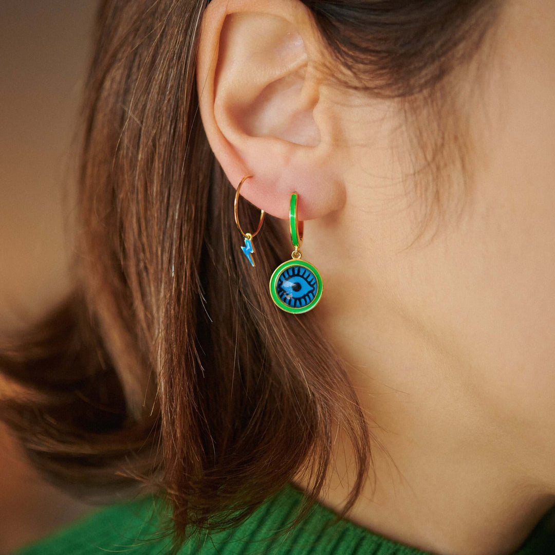 Blue Eye Enamel Hoops - Eye M Eyes - Ileana Makri store