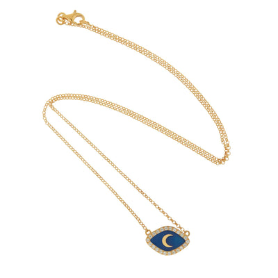 Blue Moon Oval Necklace - Eye M Neon Rocks - Ileana Makri store