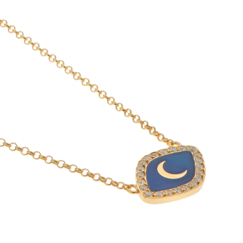 Blue Moon Oval Necklace - Eye M Neon Rocks - Ileana Makri