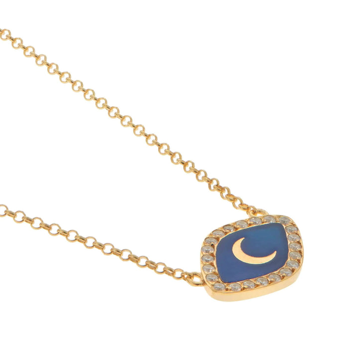 Blue Moon Oval Necklace - Eye M Neon Rocks - Ileana Makri