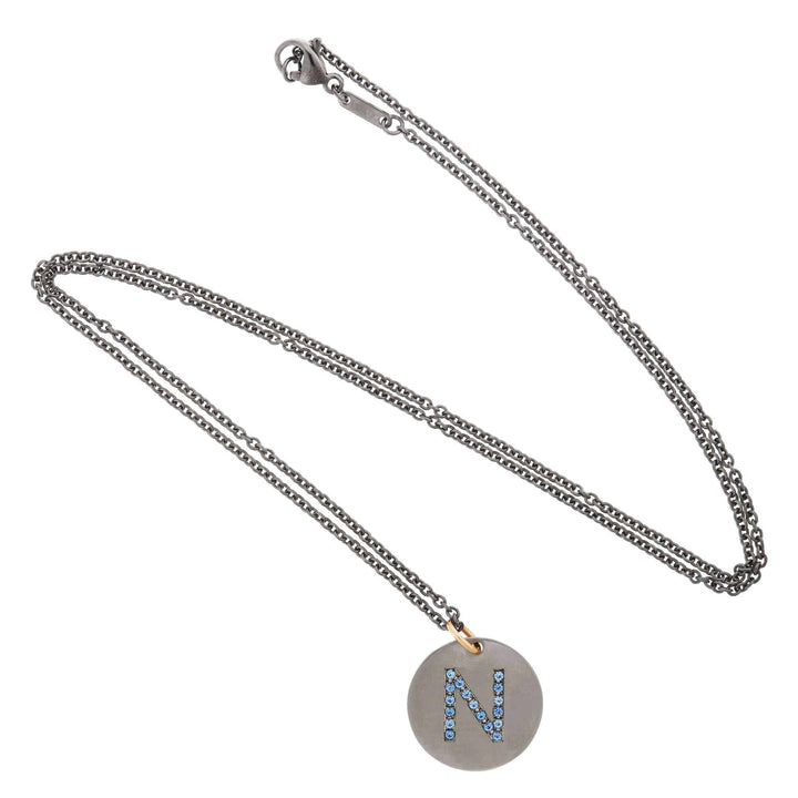 Blue Sapphire Letter Pendant T - BS - TITANIUM - Ileana Makri