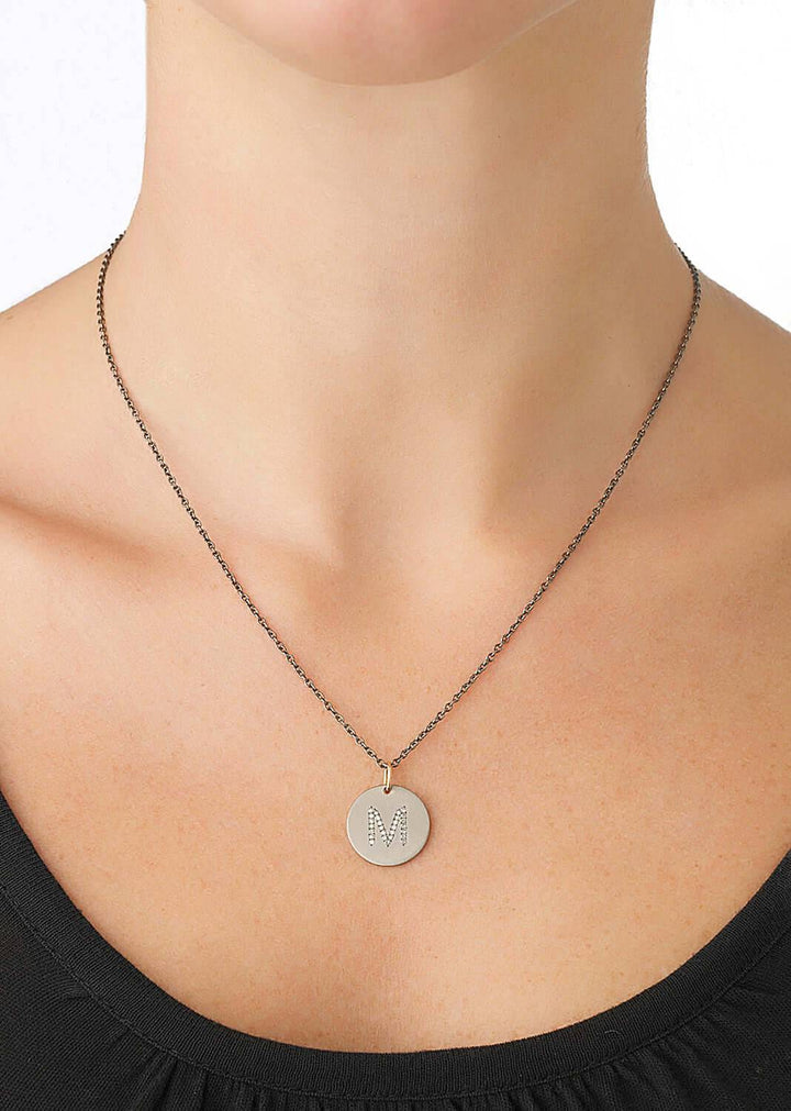 Blue Sapphire Letter Pendant T - BS - TITANIUM - Ileana Makri