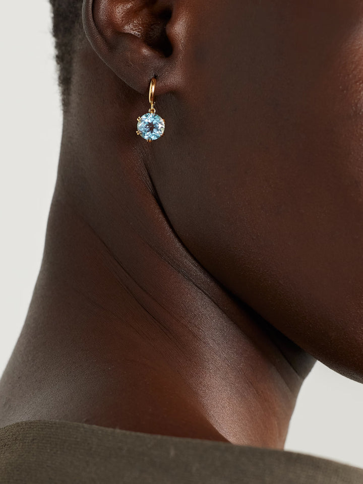 Crown Midi Hoops Blue Topaz