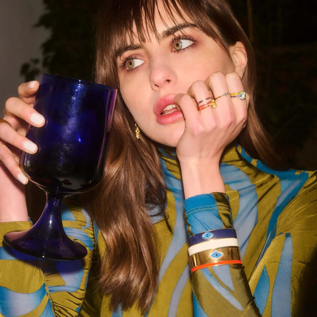 Blue Topaz Enamel Slim Band - Eye M Neon Rocks - Ileana Makri