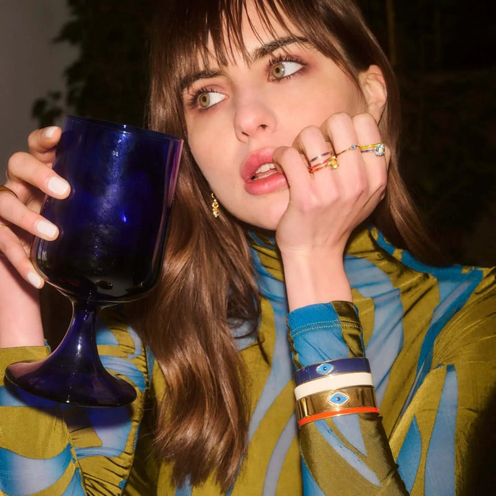 Blue Topaz Enamel Slim Band - Eye M Neon Rocks - Ileana Makri