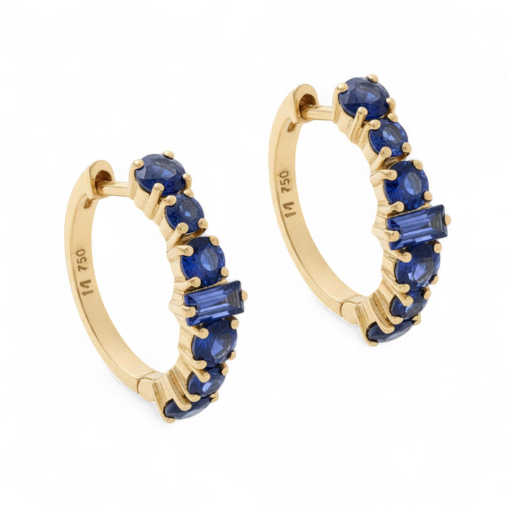 Round Rivulet Blue Sapphire Hoops
