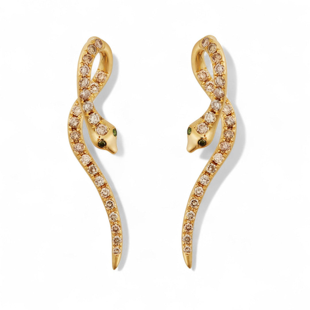 Boa Champagne Diamond Earrings - SNAKES - Ileana Makri