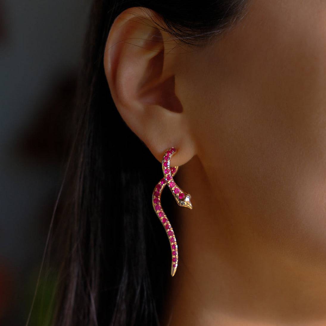 Boa Ruby Earrings - SNAKES - Ileana Makri store