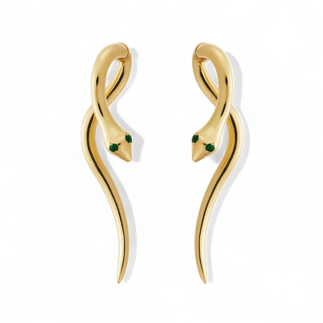 Boa Gold Earrings Y - EM - SNAKES - Ileana Makri