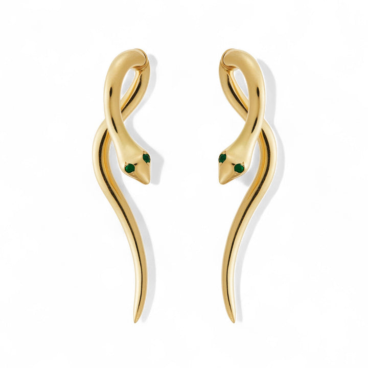 Boa Gold Earrings Y - EM - SNAKES - Ileana Makri