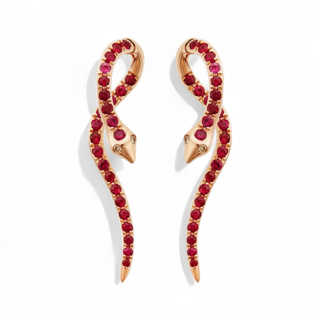 Boa Ruby Earrings - SNAKES - Ileana Makri