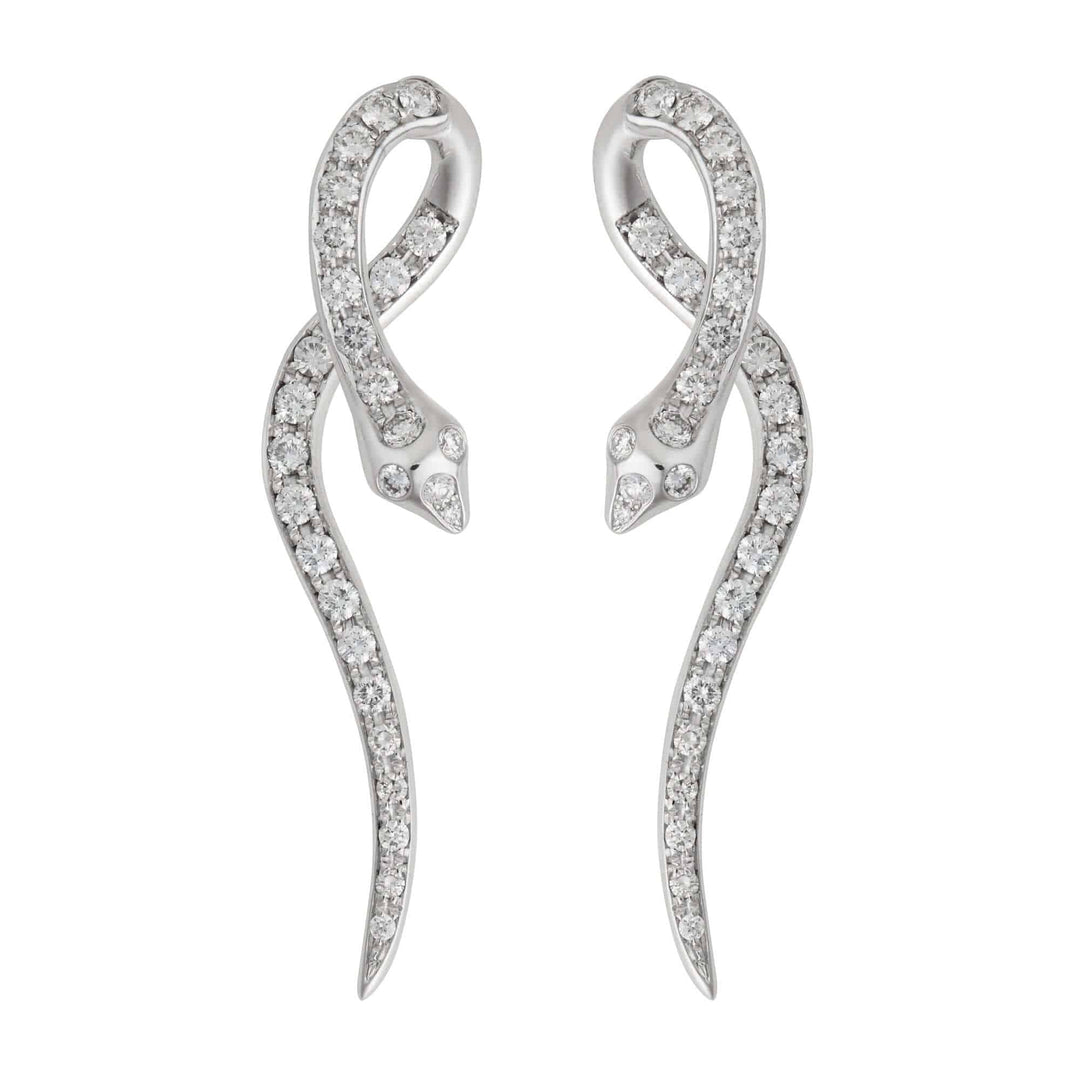 Boa White Diamond Earrings - SNAKES - Ileana Makri