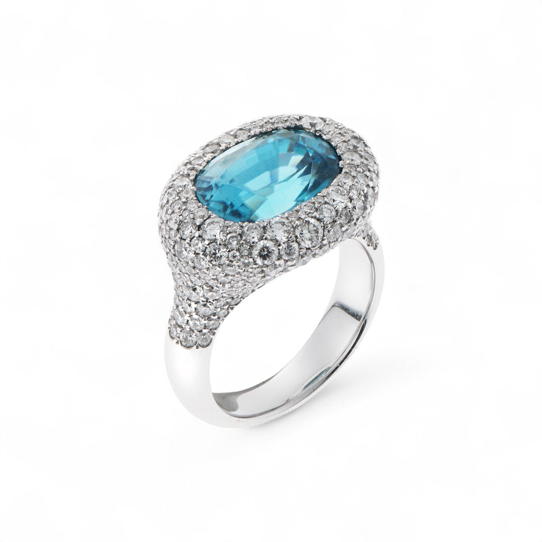 Brilliant Blue Cocktail Ring - One of a Kind - Ileana Makri