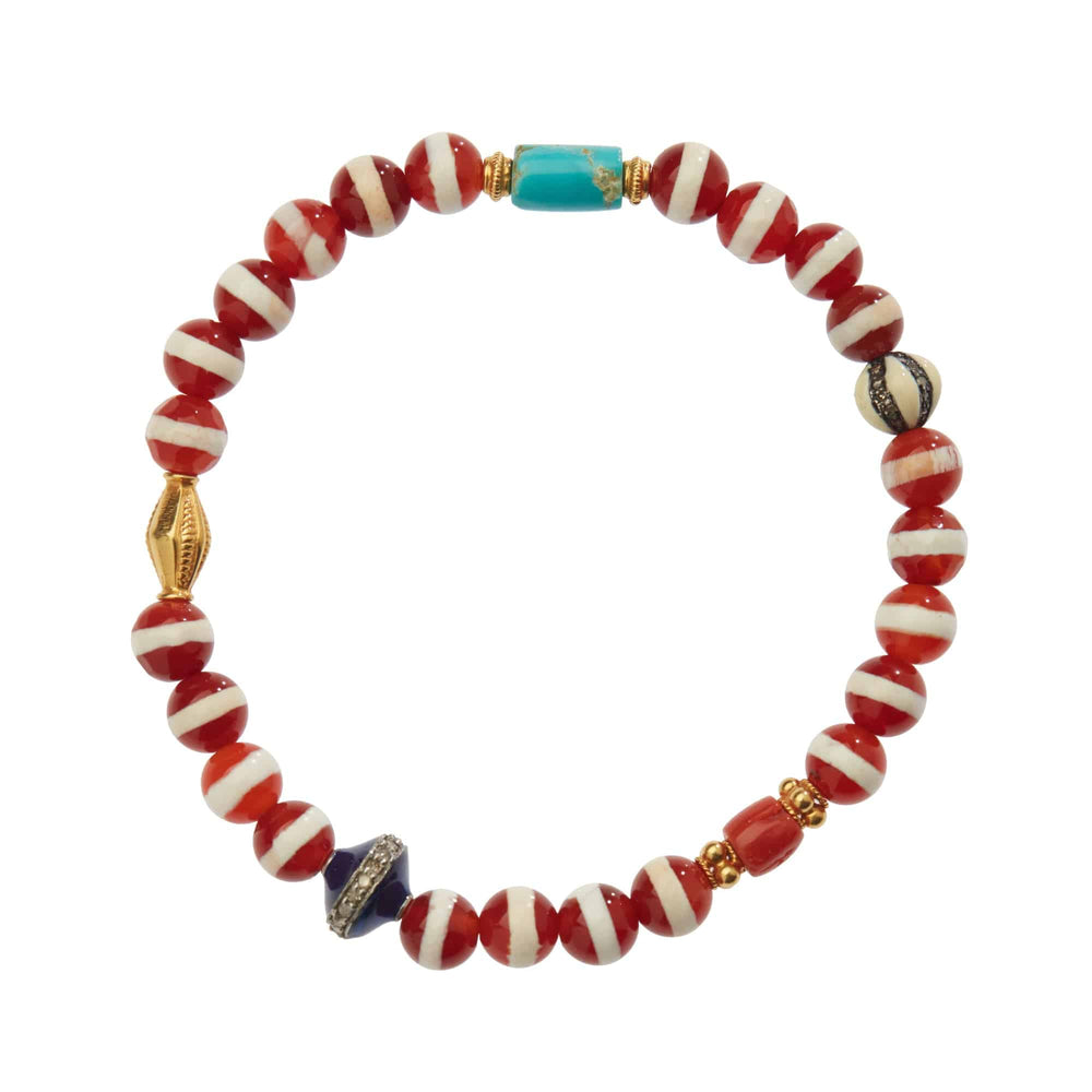 Brown Agate Stripe Bracelet 20 - Globetrotter - Ileana Makri store