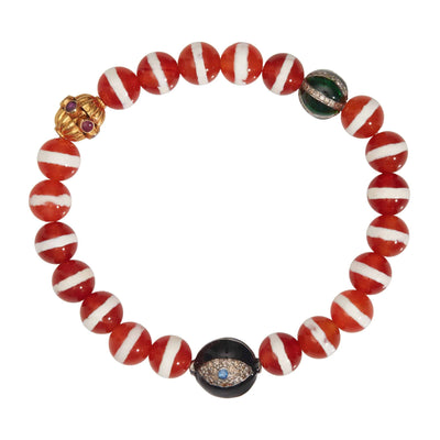 Brown Agate Stripe Bracelet 64 - Globetrotter - Ileana Makri store