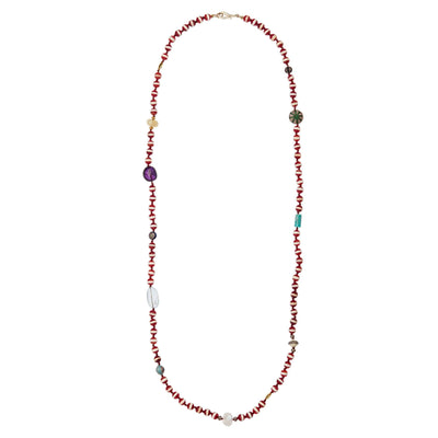 Brown Agate Stripe Necklace 12 (80cm) - Globetrotter - Ileana Makri store