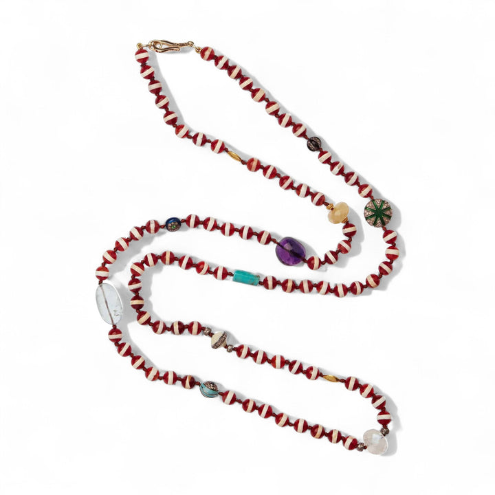 Brown Agate Stripe Necklace 12 (80cm) - Globetrotter - Ileana Makri