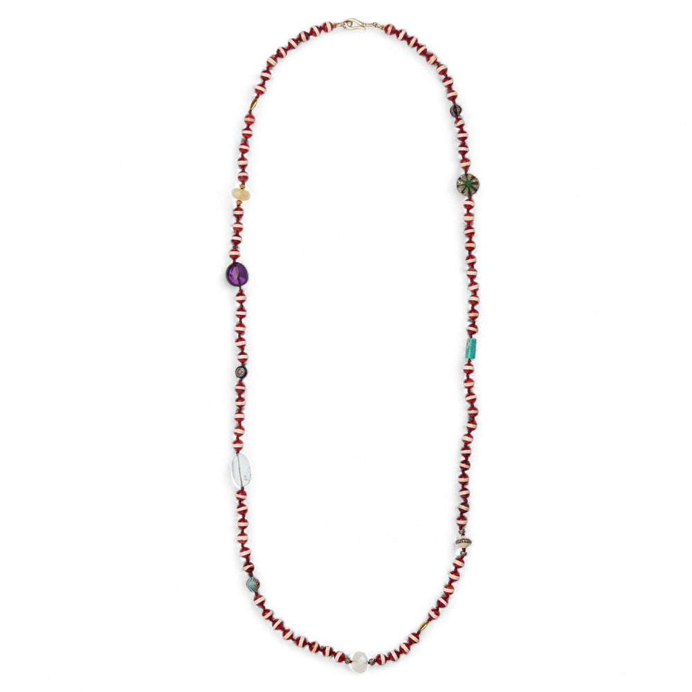 Brown Agate Stripe Necklace 12 (80cm) - Globetrotter - Ileana Makri