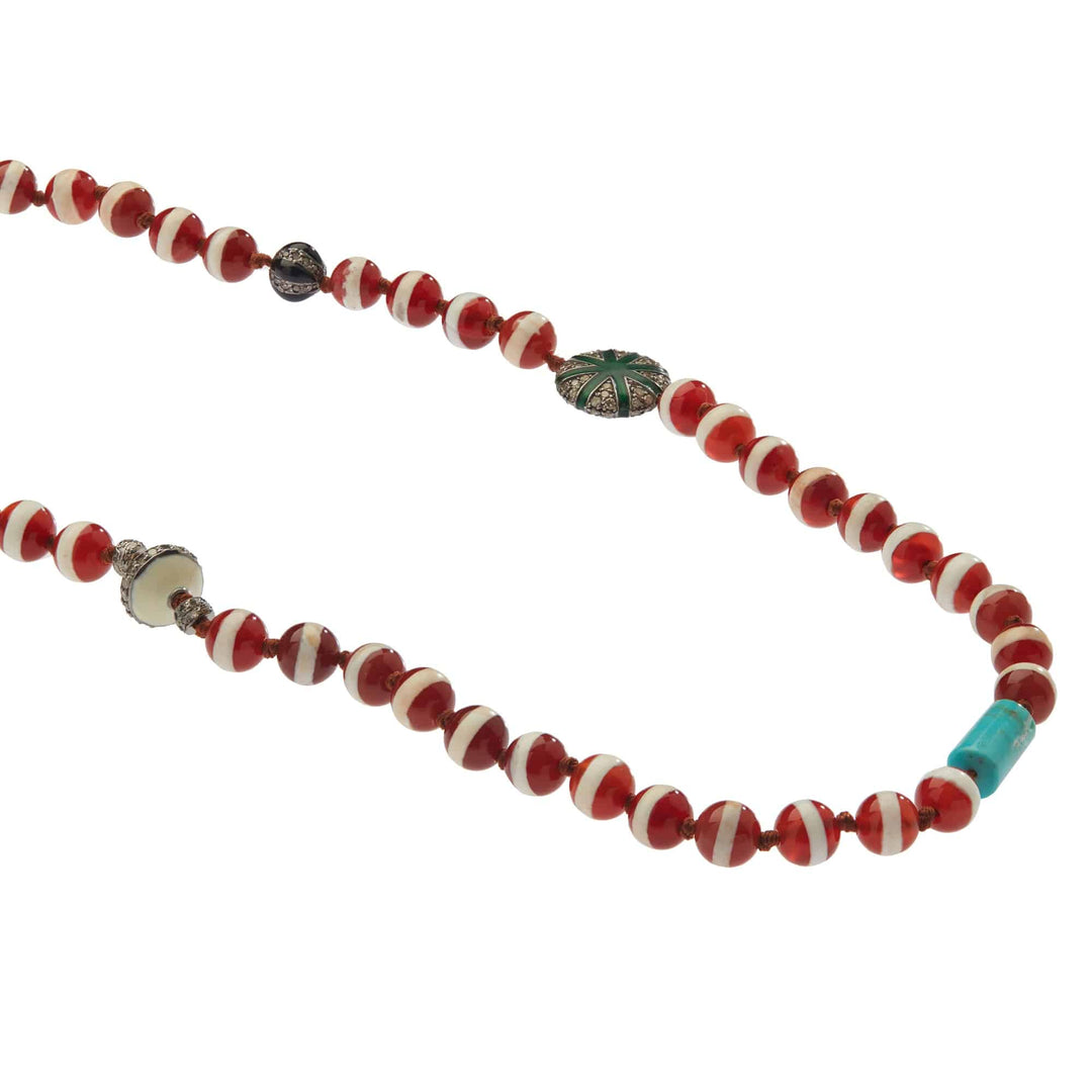 Brown Agate Stripe Necklace 12 (80cm) - Globetrotter - Ileana Makri