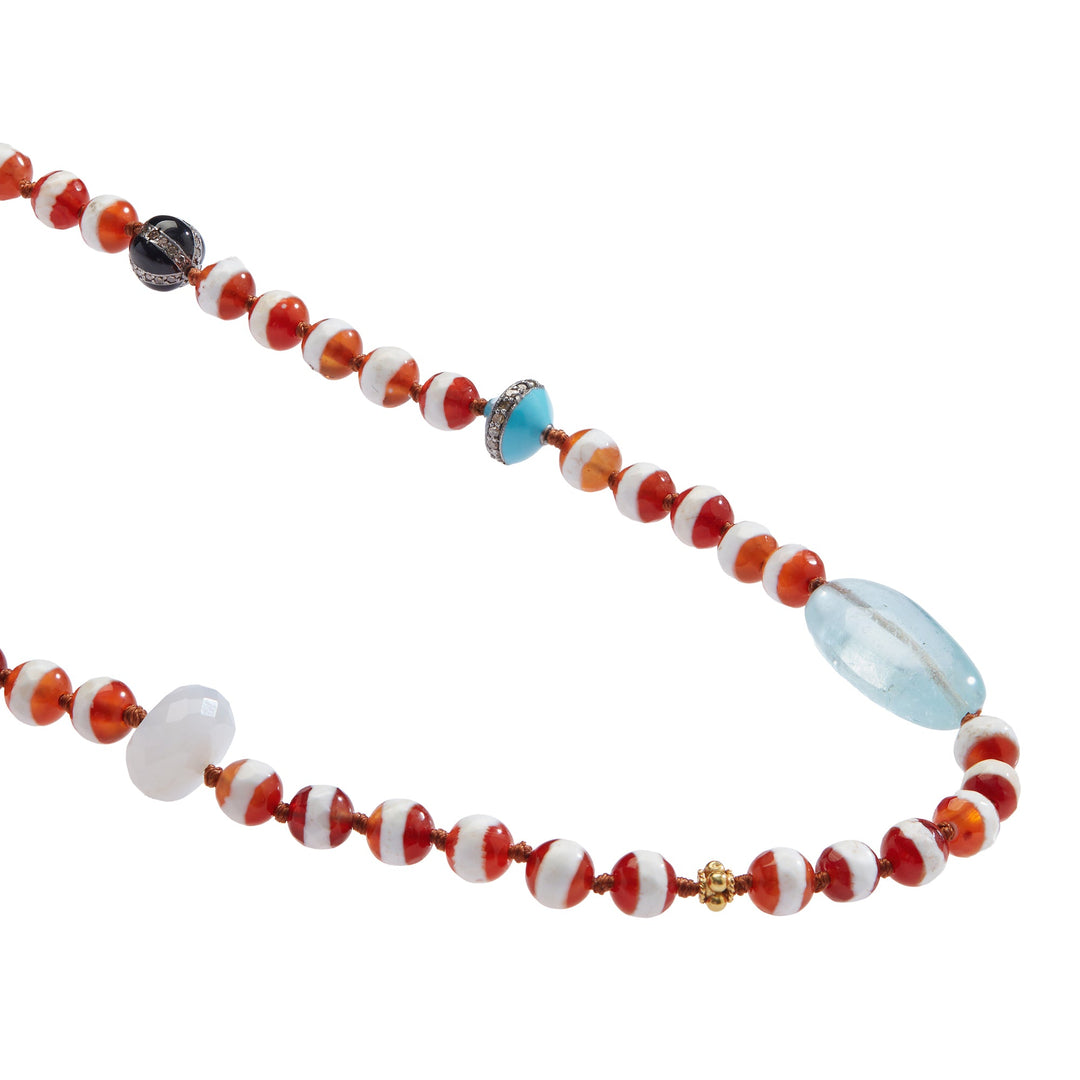 Brown Agate Stripe Necklace 159 (100cm) - Globetrotter - Ileana Makri