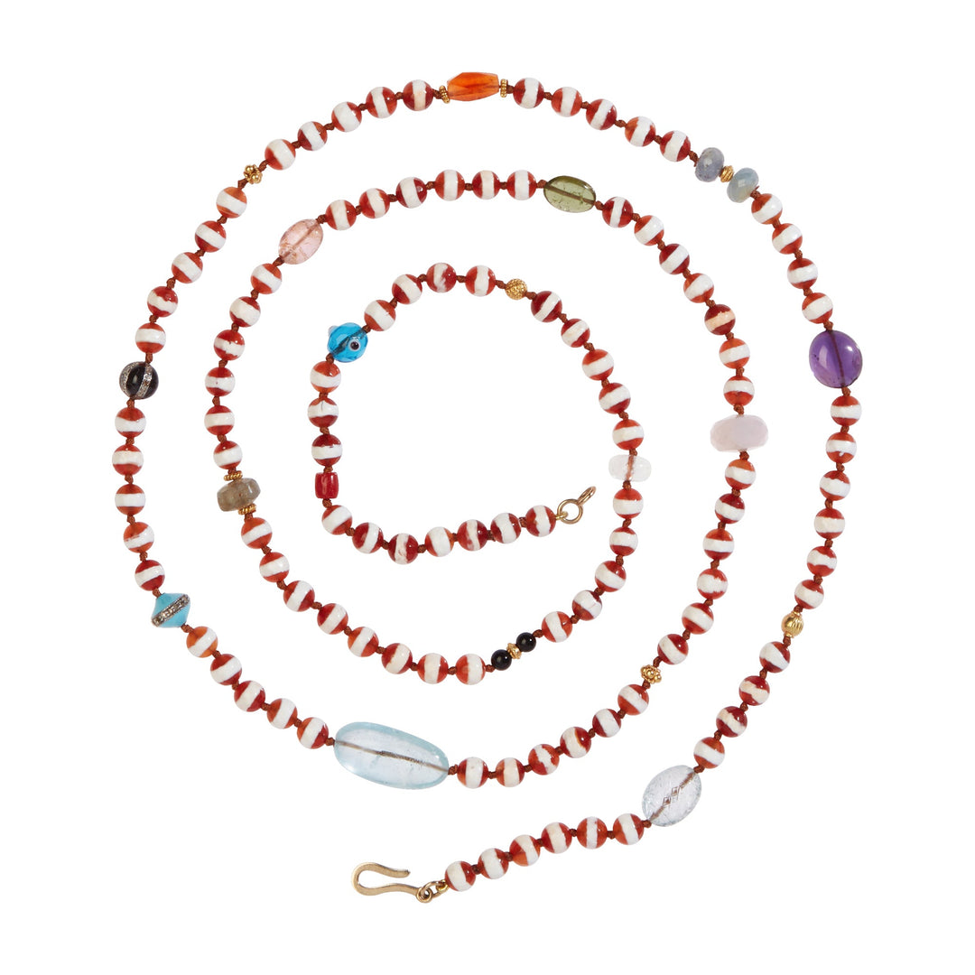 Brown Agate Stripe Necklace 159 (100cm) - Globetrotter - Ileana Makri