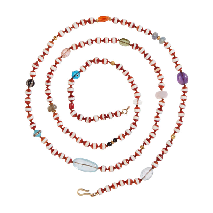 Brown Agate Stripe Necklace 159 (100cm) - Globetrotter - Ileana Makri