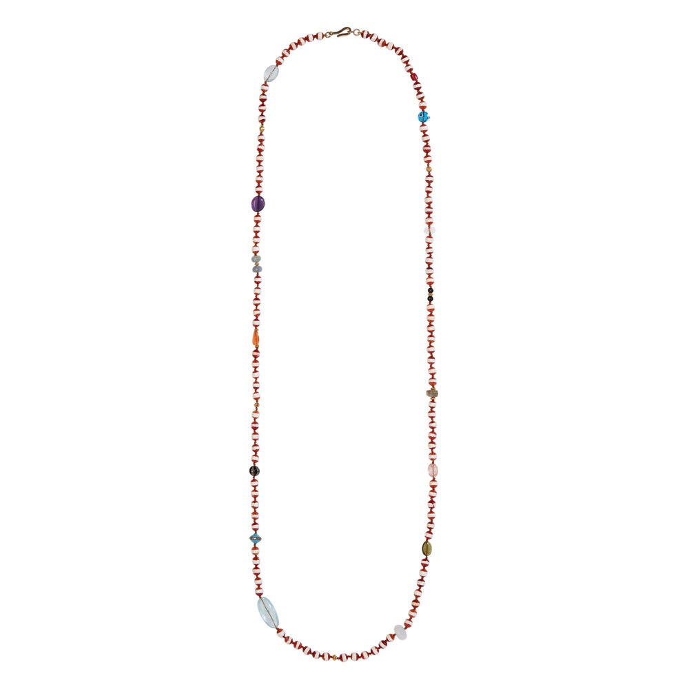 Brown Agate Stripe Necklace 159 (100cm) - Globetrotter - Ileana Makri