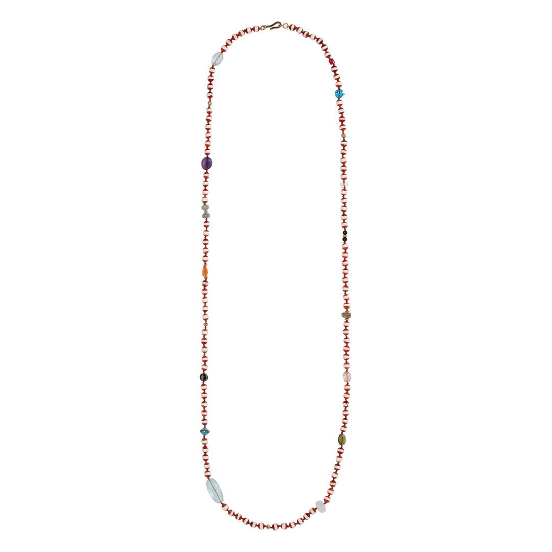 Brown Agate Stripe Necklace 159 (100cm) - Globetrotter - Ileana Makri