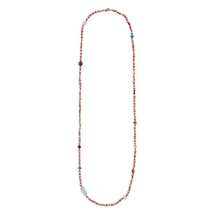 Brown Agate Stripe Necklace 159 (100cm) - Globetrotter - Ileana Makri