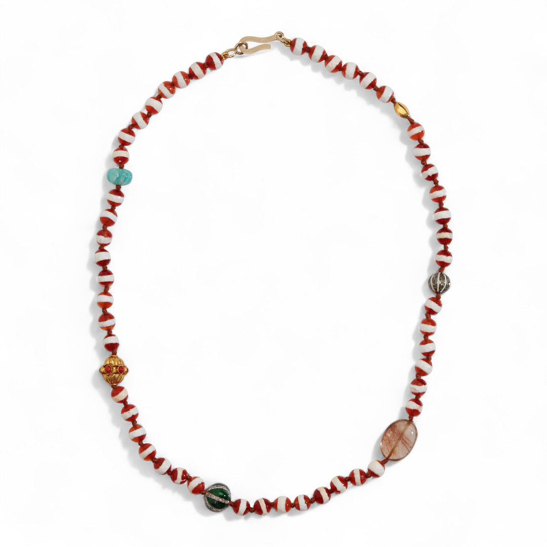 Brown Agate Stripe Necklace 182 (45cm) - Globetrotter - Ileana Makri