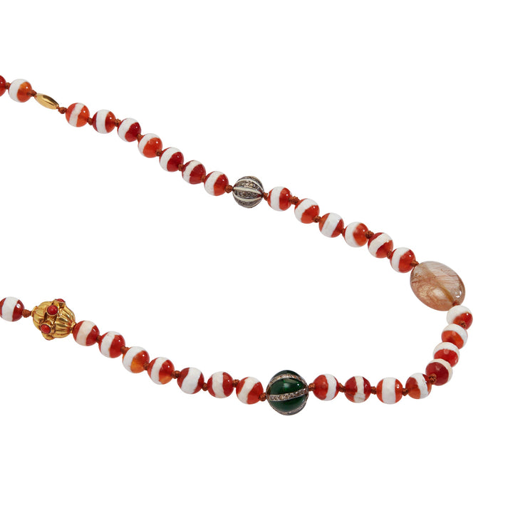Brown Agate Stripe Necklace 182 (45cm) - Globetrotter - Ileana Makri