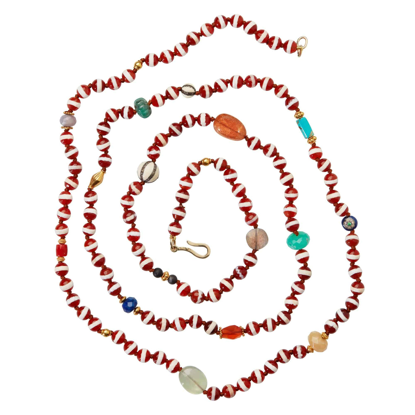 Brown Agate Stripe Necklace 38 (1m) - Globetrotter - Ileana Makri store