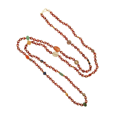 Brown Agate Stripe Necklace 38 (1m) - Globetrotter - Ileana Makri store