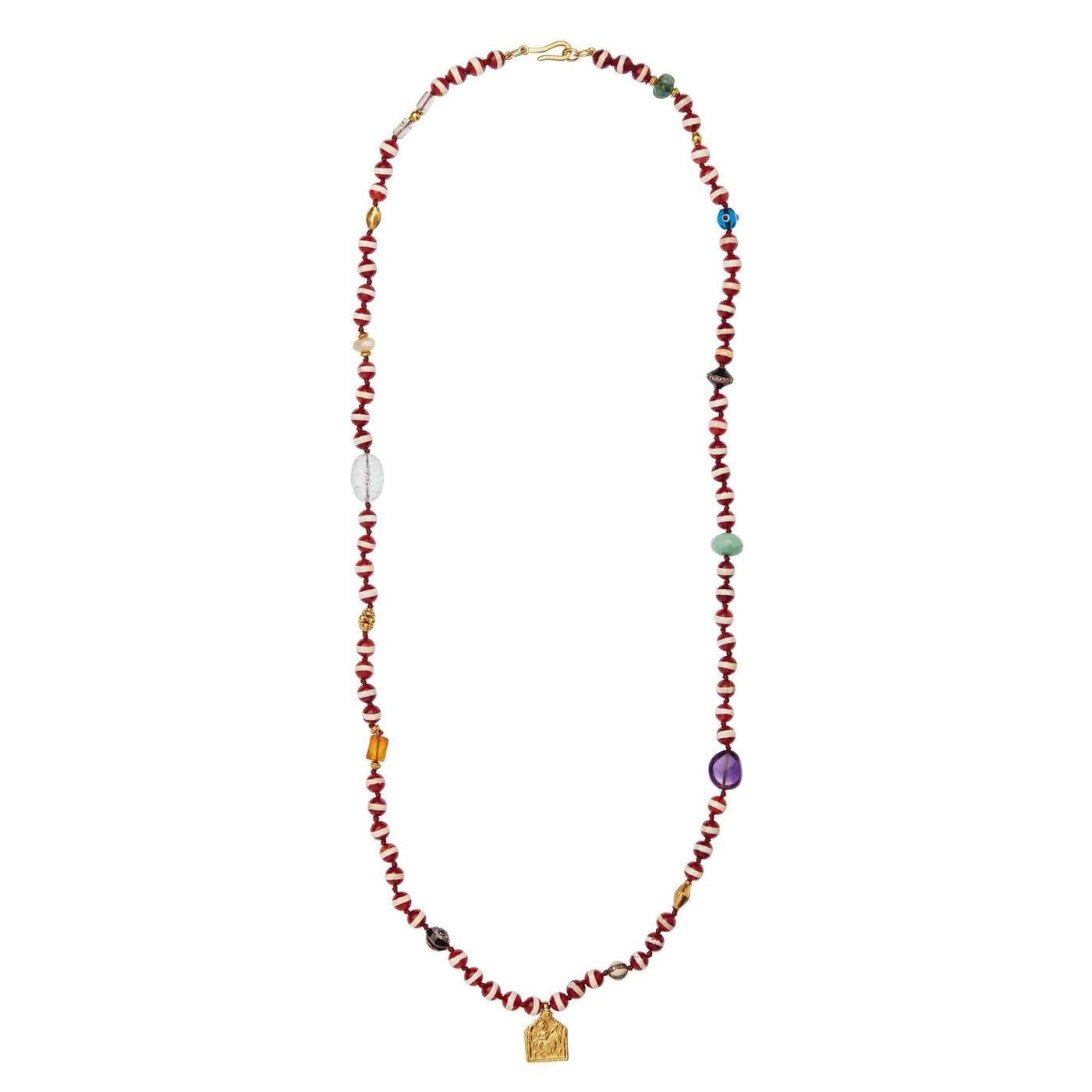 Brown Agate Stripe Necklace 40 (70cm) - Globetrotter - Ileana Makri store