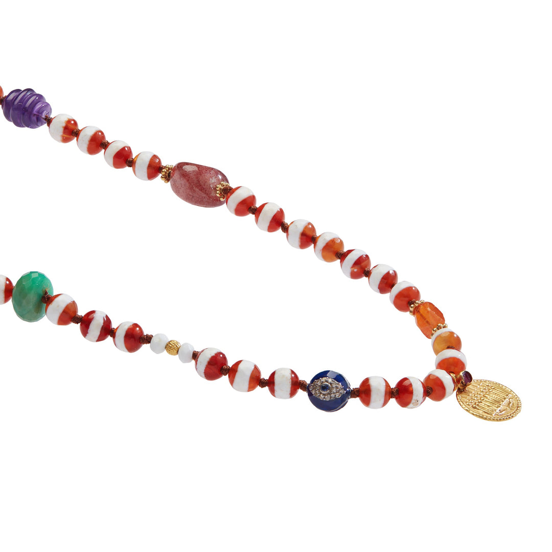 Brown Agate Stripe Necklace 58 (70cm) - Globetrotter - Ileana Makri