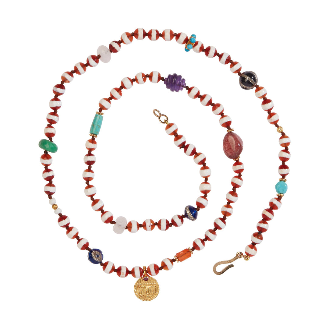 Brown Agate Stripe Necklace 58 (70cm) - Globetrotter - Ileana Makri