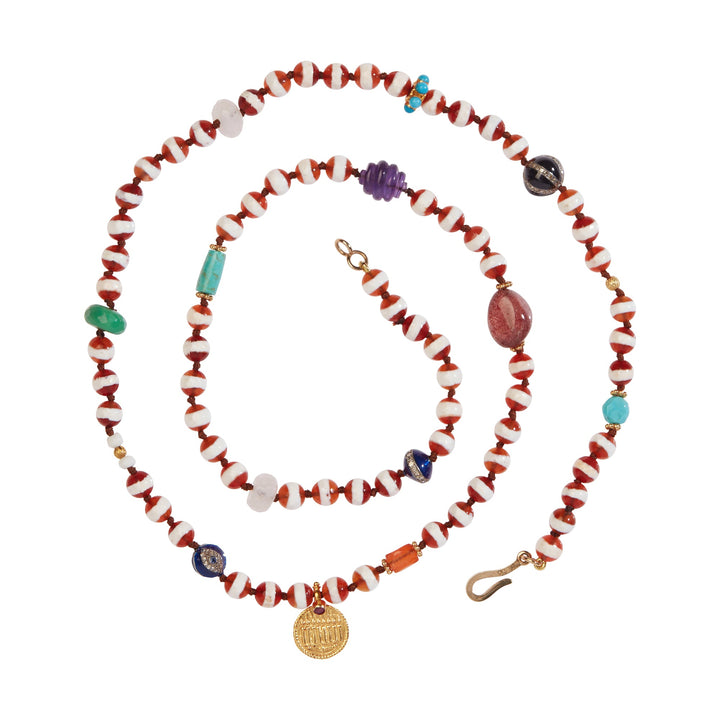 Brown Agate Stripe Necklace 58 (70cm) - Globetrotter - Ileana Makri