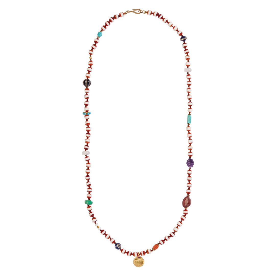Brown Agate Stripe Necklace 58 (70cm) - Globetrotter - Ileana Makri